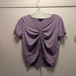 NOBO Purple Ruched V-Neck Crop Top